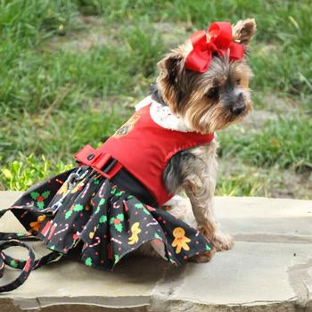 HOLIDAY HARNESS DOG DRESS - GINGERBREAD