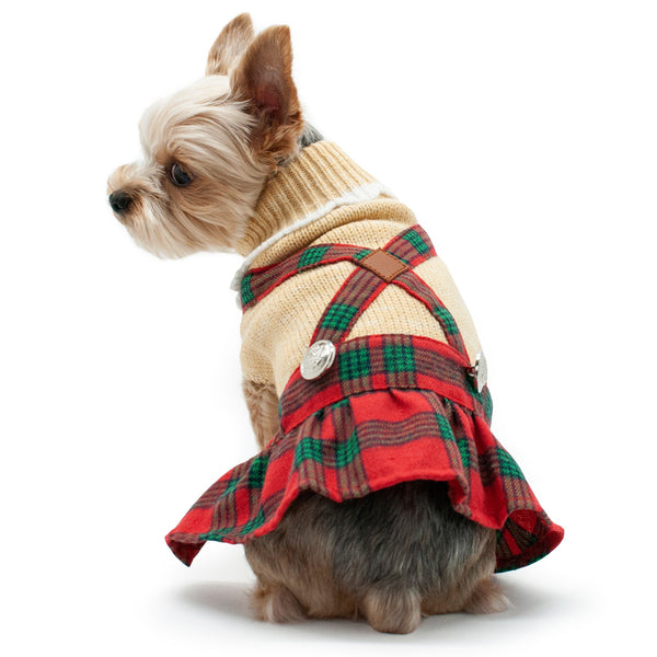 HOLIDAY PLAID DOG SWEATER DRESS