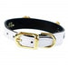 HORSE + HOUND IN WHITE PATENT DOG COLLAR