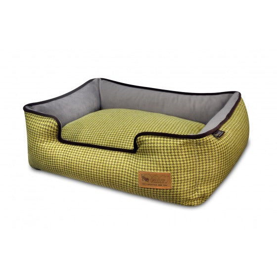 HOUNDSTOOTH YELLOW LOUNGE  DOG BED, Beds - Bones Bizzness