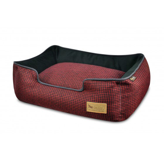 HOUNDSTOOTH CAYENNE RED LOUNGE  DOG BED, Beds - Bones Bizzness
