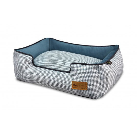 HOUNDSTOOTH LIGHT BLUE LOUNGE  DOG BED, Beds - Bones Bizzness