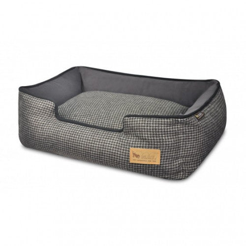 HOUNDSTOOTH SHADOW GRAY LOUNGE  DOG BED, Beds - Bones Bizzness