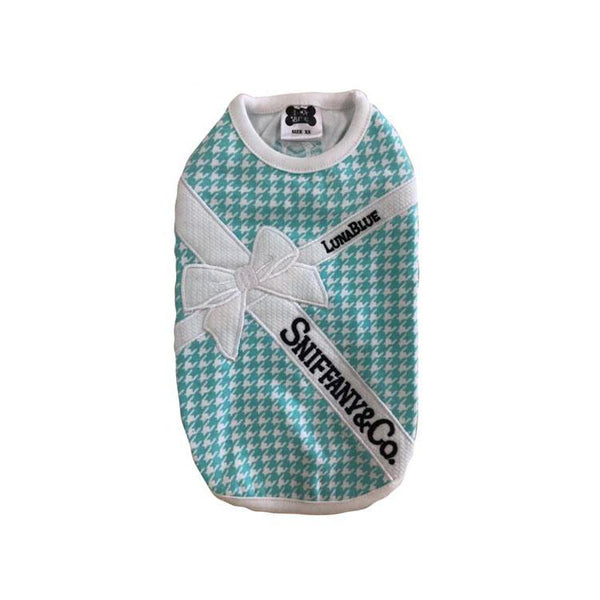 Sniffany Houndstooth White Ribbon Dog Tank