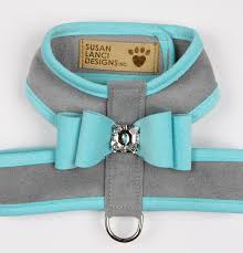 PLATINUM & TIFFI BLUE SERIES BIG BOW CRYSTAL TWO-TONE DOG HARNESS