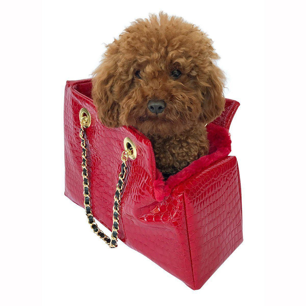 KATE QUILTED DOG CARRIER RED CROC