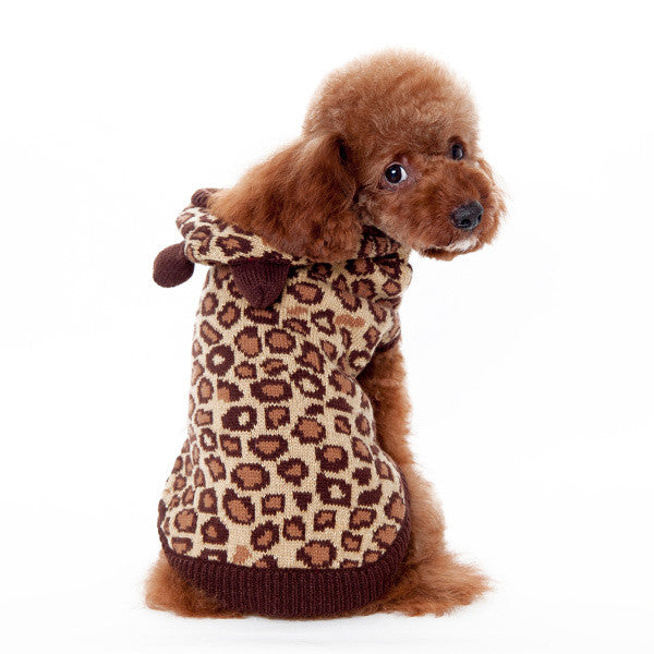 LEOPARD HOODIE DOG SWEATER, Sweaters - Bones Bizzness