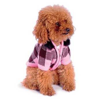 PINK LUX CHECKER SWEATER DOG COAT, Coats - Bones Bizzness