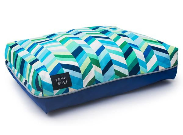 CHEVRON DOG BED – SEA GLASS, Beds - Bones Bizzness