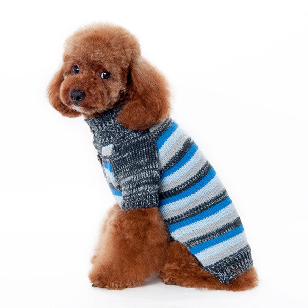 MARL BLUE STRIPES DOG SWEATER, Sweaters - Bones Bizzness