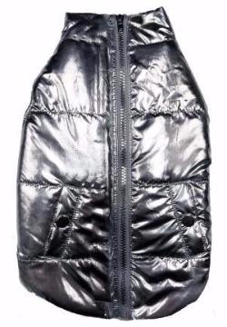 METALLIC PUFFER DOG COAT SILVER, Coats - Bones Bizzness