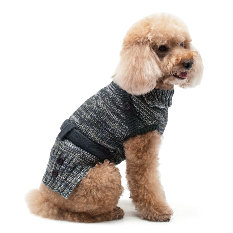 BLACK/GREY MULTIWAY DOG SWEATER, Sweaters - Bones Bizzness