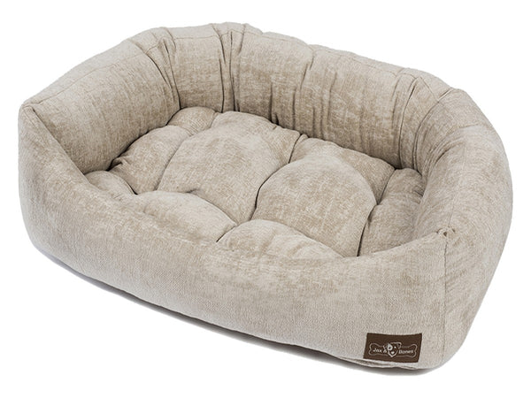 TUSCANY CHAMPAGNE PLUSH NAPPER DOG BED, Beds - Bones Bizzness