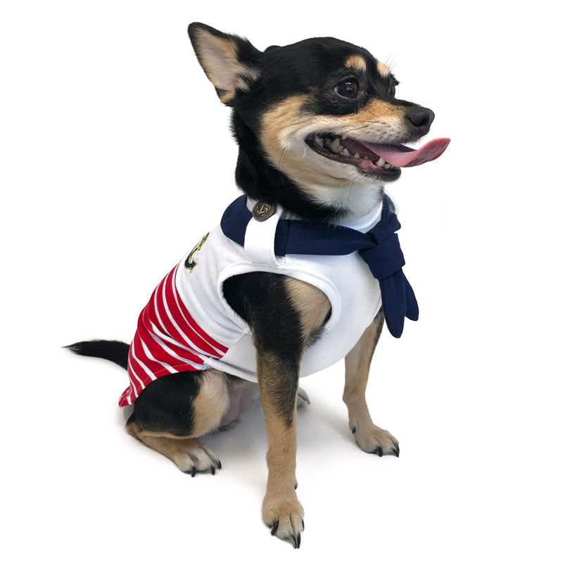 NAUTICAL STRIPPED DOG TANK, Shirts Tanks & Tees - Bones Bizzness