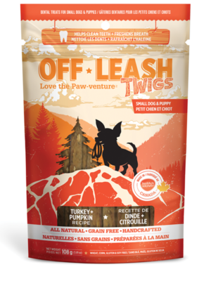 OFF LEASH DENTAL TURKEY PUMPKIN TWIGS DOG TREATS, Treats - Bones Bizzness