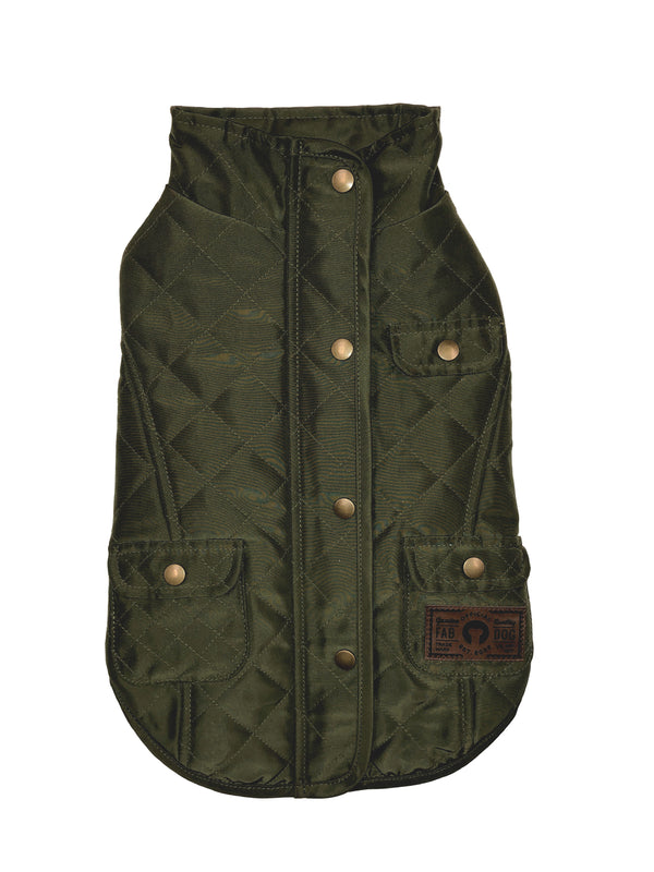 OLIVE QUILTED BARN DOG COAT