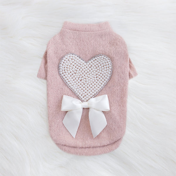 PEARL HEART DOG SWEATER-DUSTY ROSE