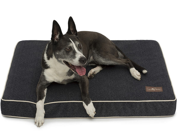 HERRINGBONE TWILIGHT MEMORY FOAM PILLOW DOG BED, Beds - Bones Bizzness