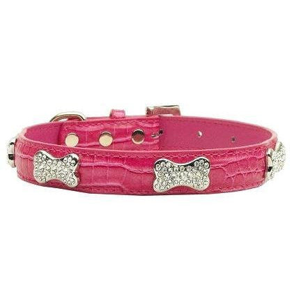 FAUX CROC CRYSTAL BONE DOG COLLAR - Bones Bizzness