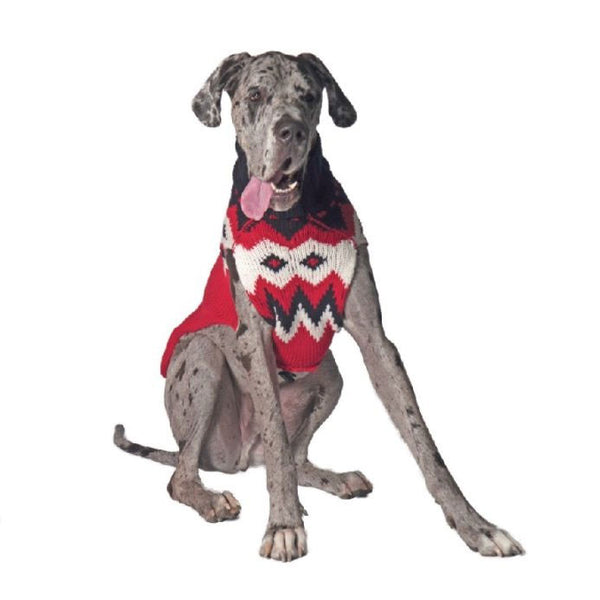 RED FAIRISLE WOOL DOG SWEATER - Bones Bizzness