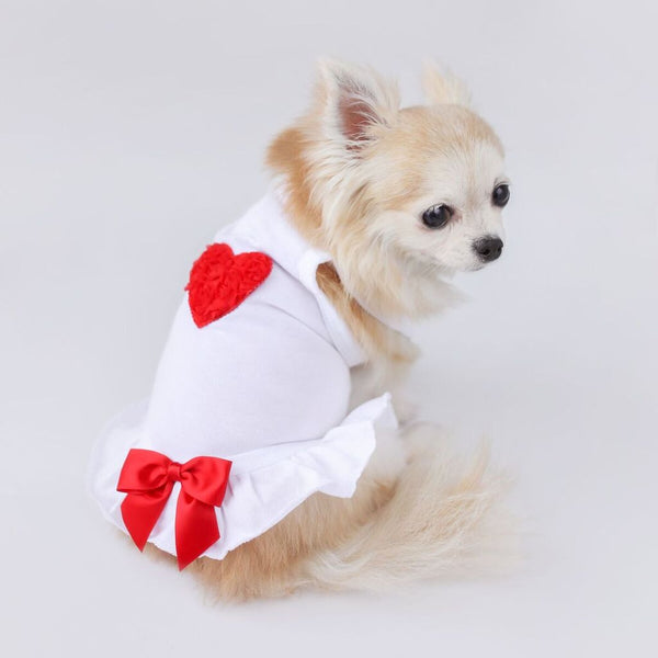 HELLO DOGGIE RED PUFF HEART DRESS