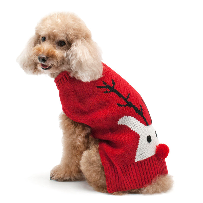 RED NOSE REINDEER DOG SWEATER, Sweaters - Bones Bizzness