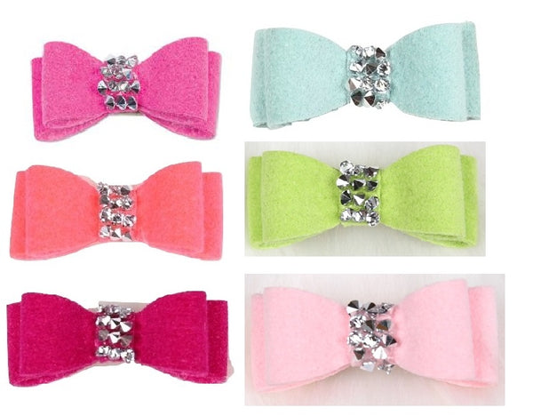 CRYSTAL ROCK DOG HAIR BOWS - (53 COLORS), HAIR BOW - Bones Bizzness