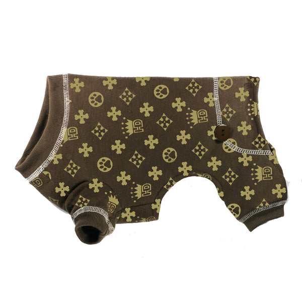 HD ROYAL CROWN DOG LONG JOHNS - BROWN, PAJAMAS - Bones Bizzness