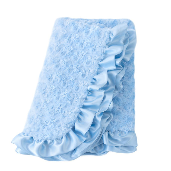 BABY BLUE RUFFLE DOG BLANKET