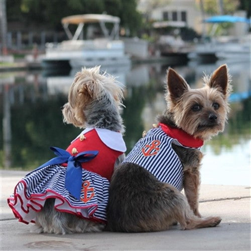 SAILOR GIRL DOG DRESS WITH MATCHING LEASH, Dress - Bones Bizzness