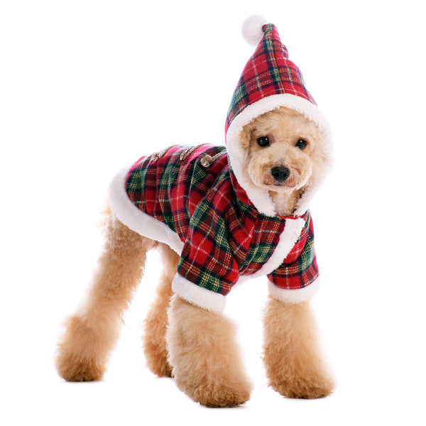 SANTA PLAID DOG COAT, Coats - Bones Bizzness