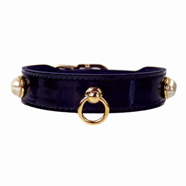 SOUTH SEAS IN BLACK PATENT DOG COLLAR, Collars - Bones Bizzness