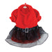 SPARKLING RED DOG DRESS W/ PUFFY SLEEVES, DRESS - Bones Bizzness