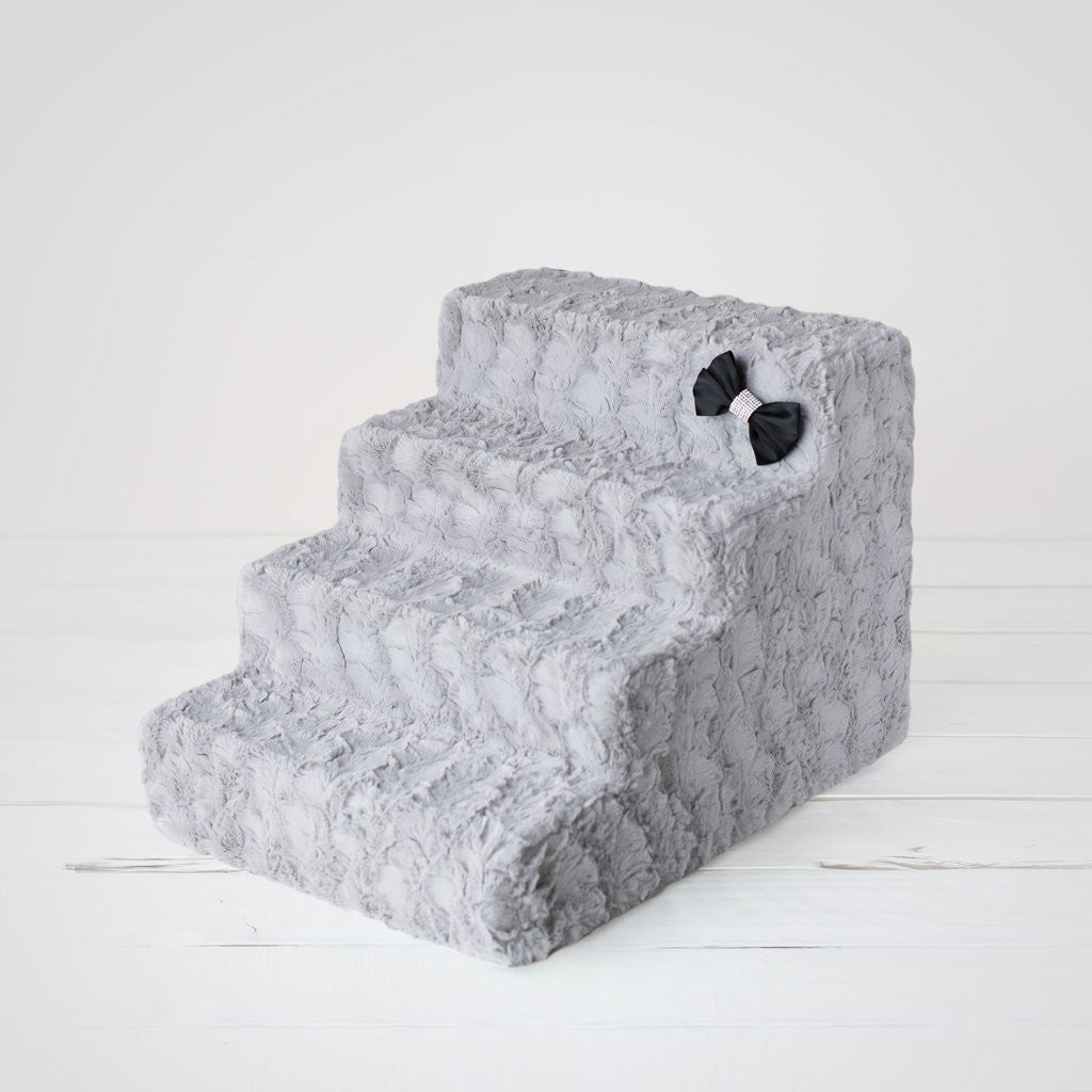 DOVE GREY LUXURY PET STAIRS, Dog Furniture - Bones Bizzness