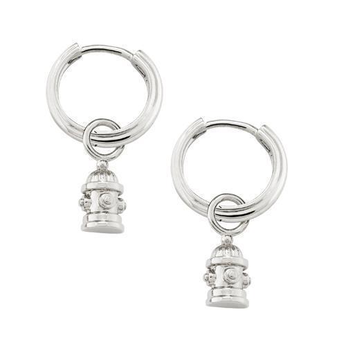 STERLING SILVER FIRE HYDRANT HOOP EARRINGS