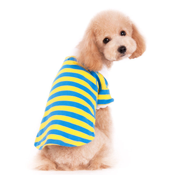 STRIPE POLO SHIRT YELLOW/BLUE, Shirts Tanks & Tees - Bones Bizzness