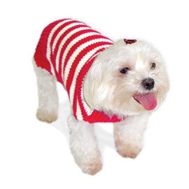 RED STRIPY LOVER DOG SWEATER, Sweaters - Bones Bizzness