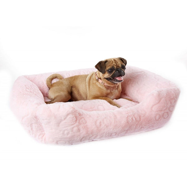 VP PETS PLUSH DOG BED - LIGHT PINK, Beds - Bones Bizzness