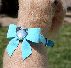 TAIL BOW HEART SWAROVSKI CRYSTAL DOG COLLAR - (42 COLORS), Collars - Bones Bizzness