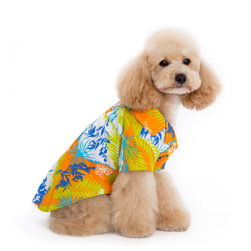 TROPICAL ISLAND DOG SHIRT ORANGE, Shirts Tanks & Tees - Bones Bizzness