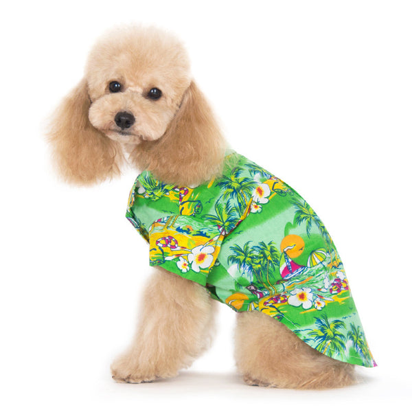 TROPICAL ISLAND DOG SHIRT GREEN, Shirts Tanks & Tees - Bones Bizzness