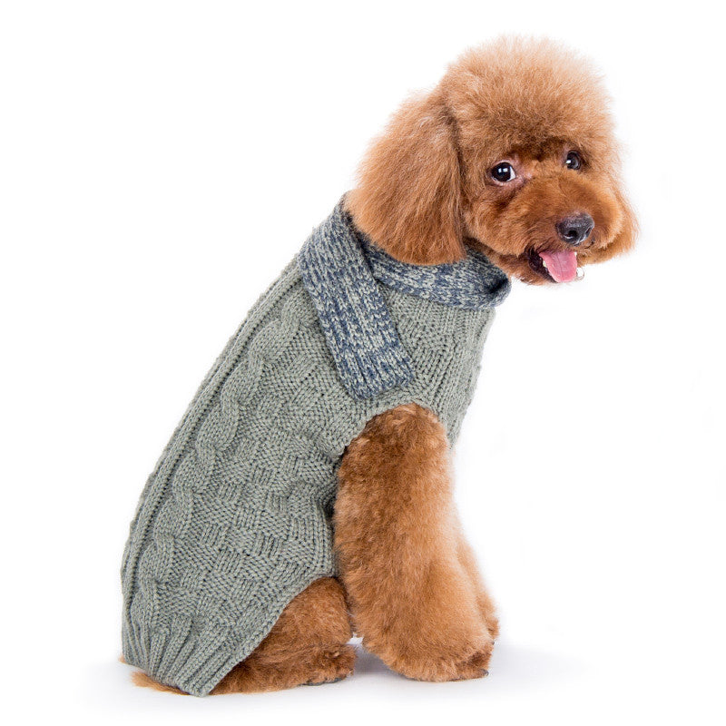 URBAN SCARF GREY CABLE DOG SWEATER, Sweaters - Bones Bizzness